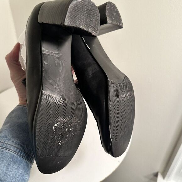 Apostrophe Tanner Black Leather Loafers Chunky Heeled 
 Sz 9 Y2K Academia Witchy - Picture 15 of 16